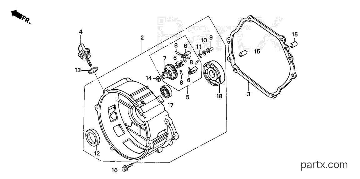 Honda EX4500SK1 A - CRANKCASE COVER
