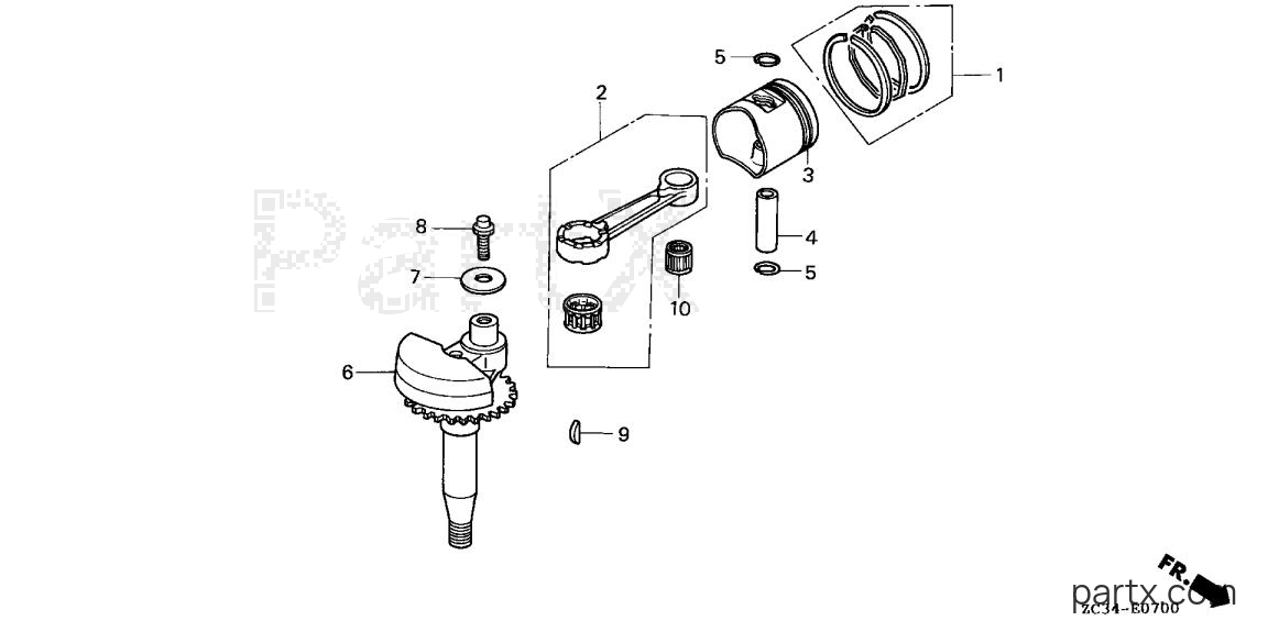 Honda EX350 A - CRANKSHAFT - PISTON