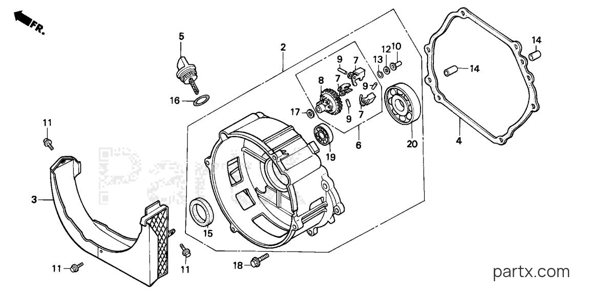 Honda EB6500SX A - CRANKCASE COVER