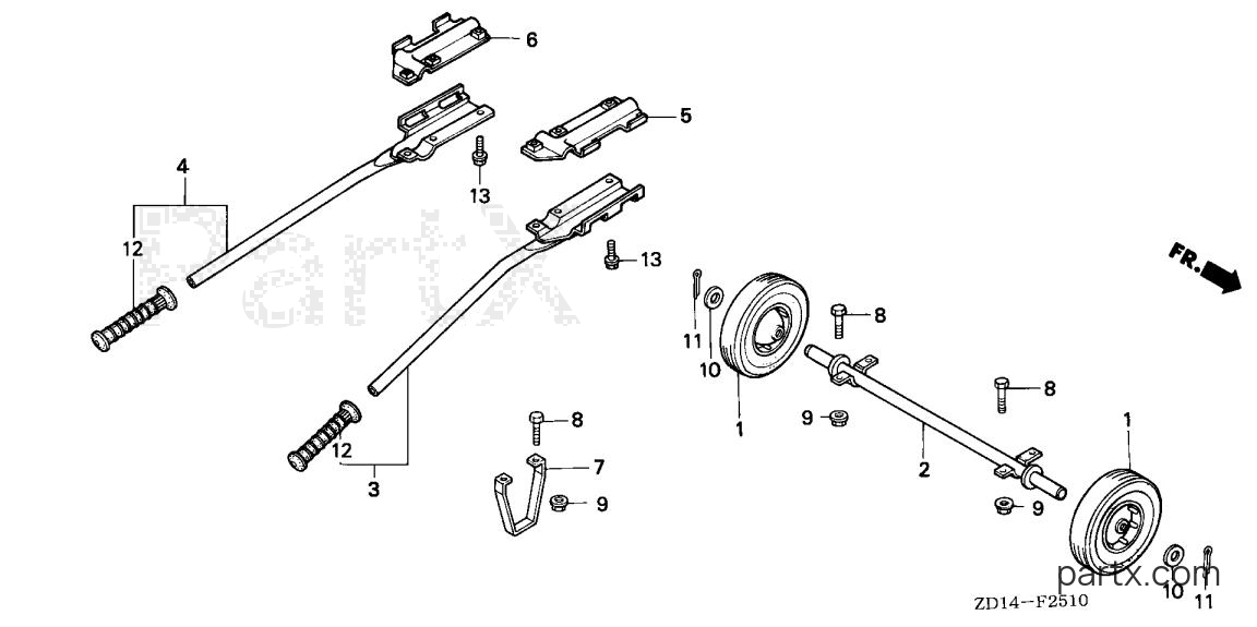 Honda EB6500SX A - HANDLE - WHEEL (2-WHEELS)