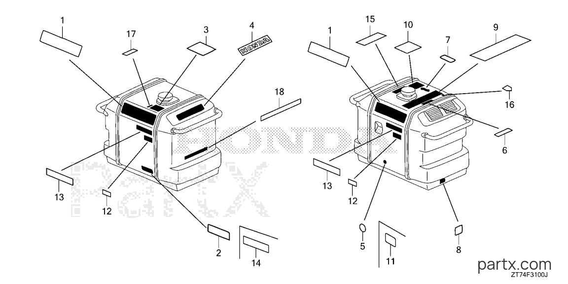 Honda EU3000IS A - LABELS