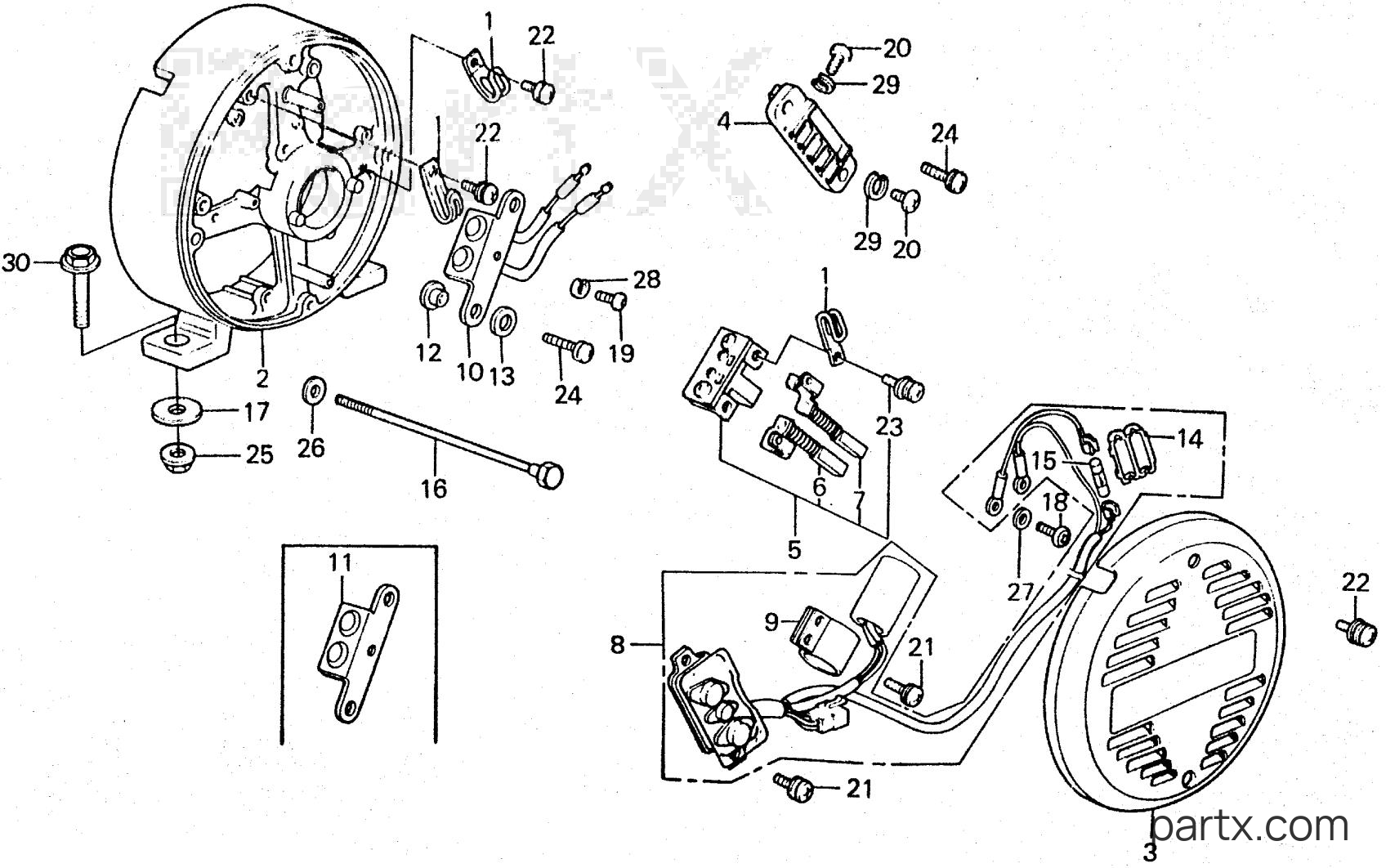 Honda ES4500K1 A - BRUSH HOLDER - D.C. DIODE