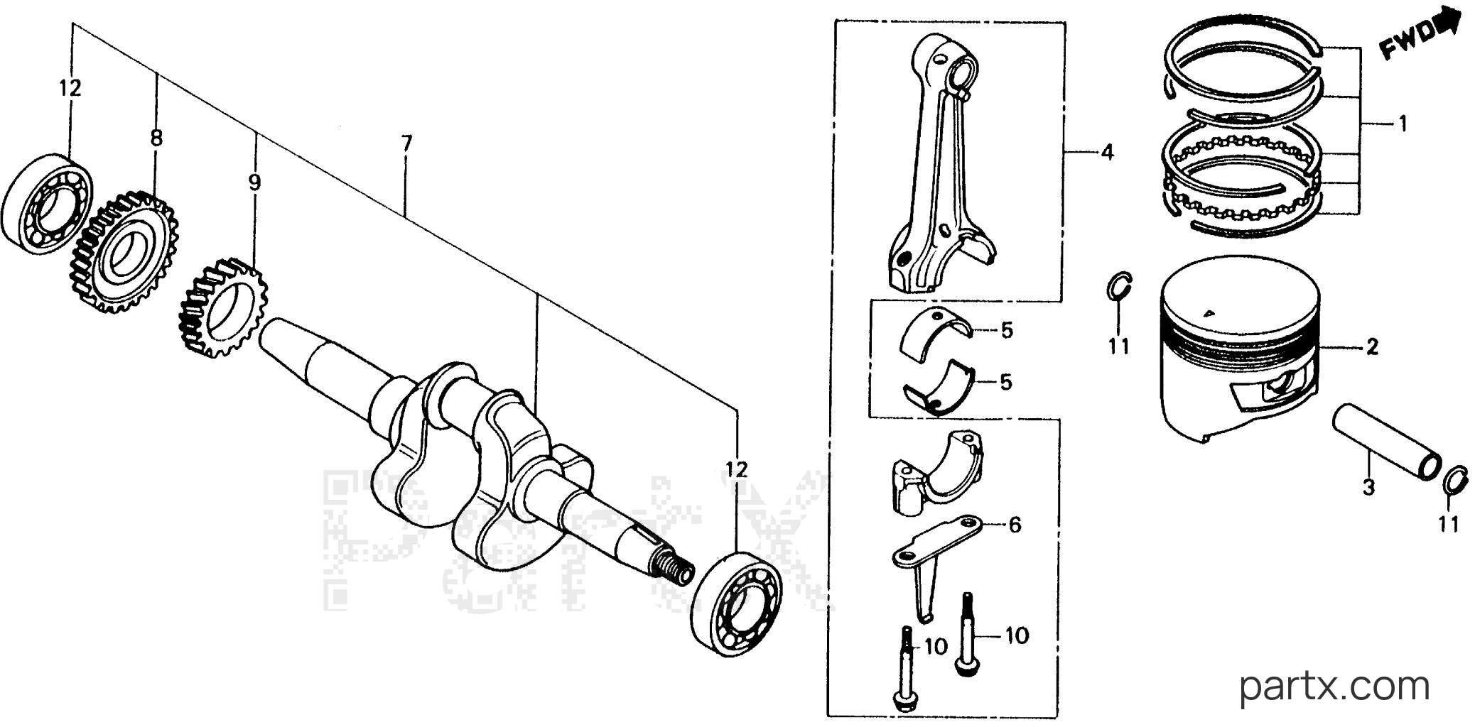 Honda EW170 A - CRANKSHAFT - PISTON