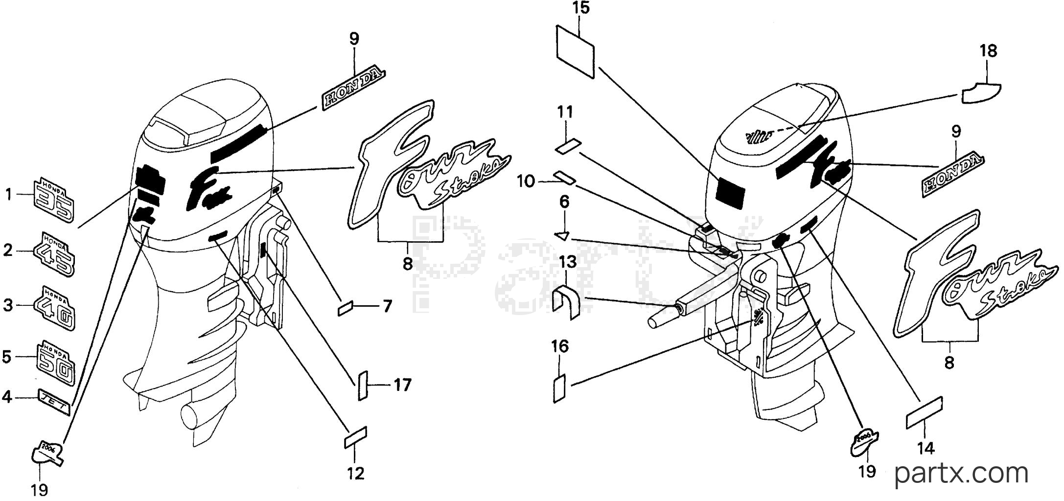 Honda BF50A LHTA - MARKS