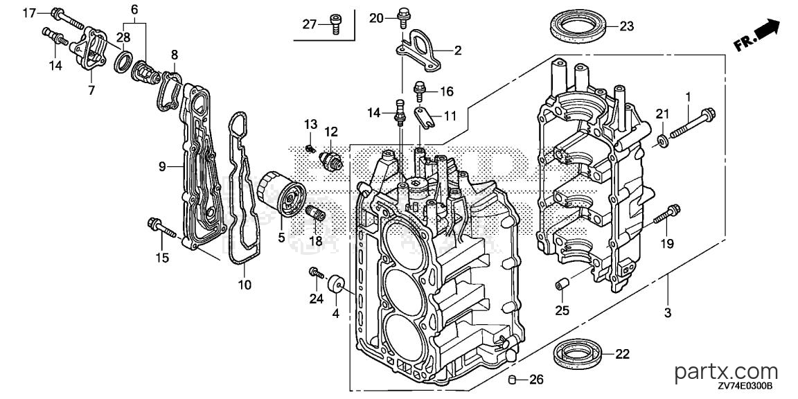 Honda BF25DK0 LRGA - CYLINDER BLOCK