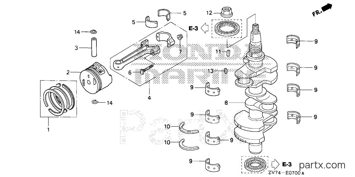 Honda BF25DK0 SHGA - CRANKSHAFT - PISTON
