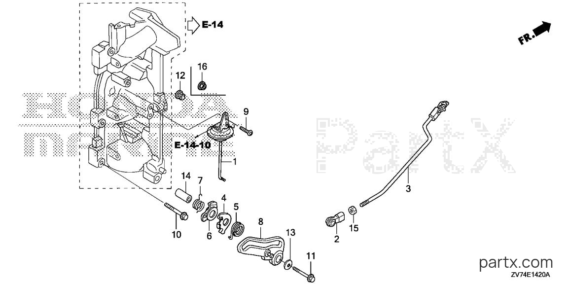 Honda BF25D5 SRGA - THROTTLE ROD