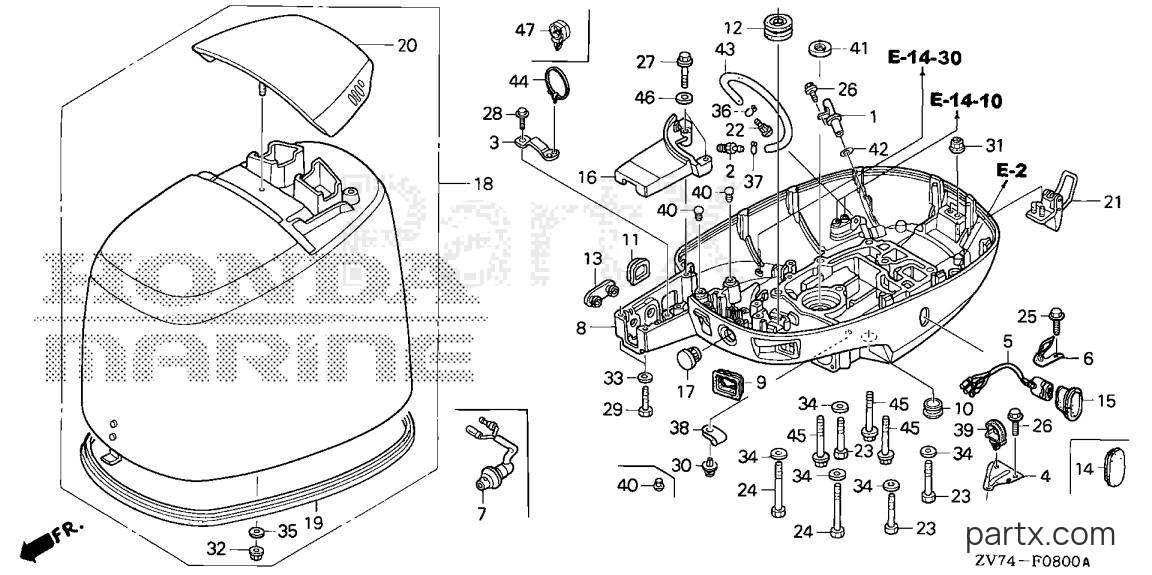 Honda BF25DK0 LHA - ENGINE COVER - LOWER CASE