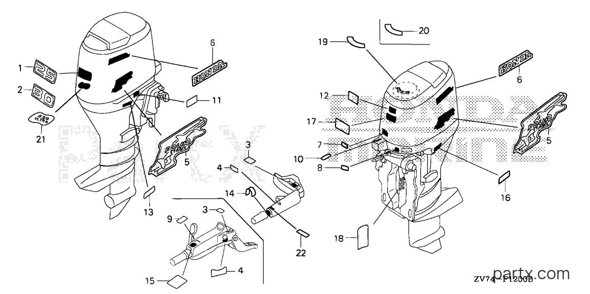 Honda BF30D5 SRTA - LABELS