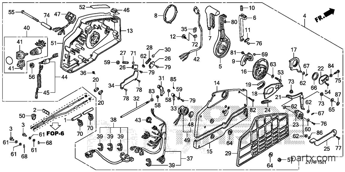 Honda BF25D4 SRTA - REMOTE CONTROL (HI-LEX) (HANELE CAP = GRAY) (2)