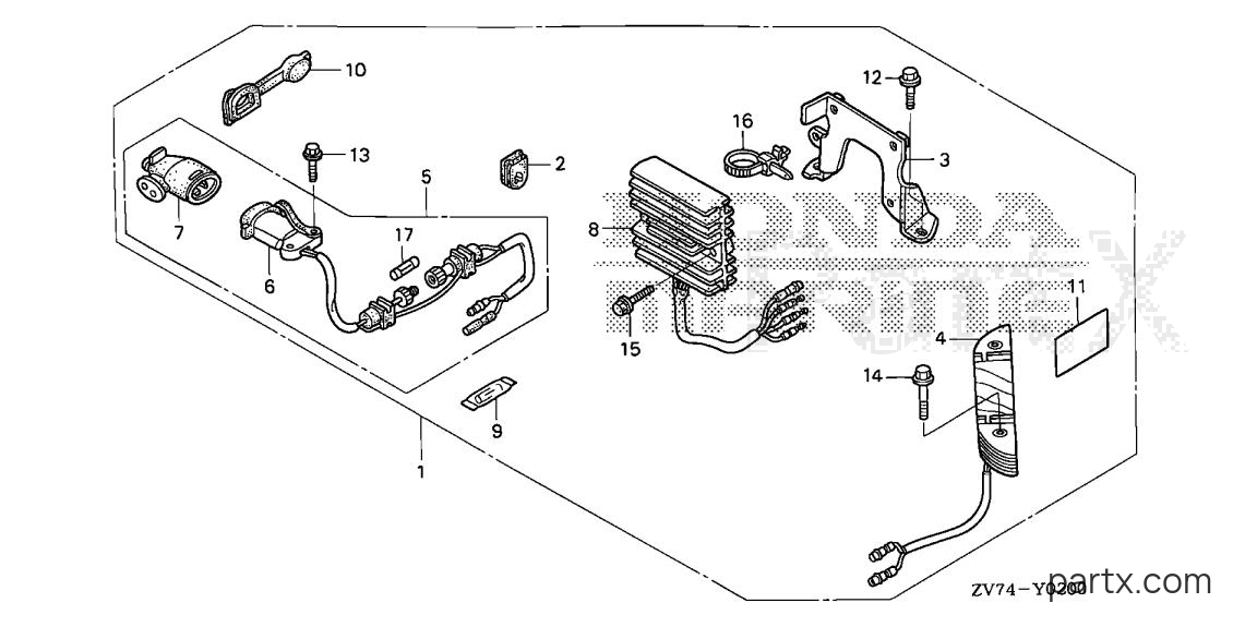 Honda BF25DK0 SHA - CHARGE RECEPTACLE KIT (6A)