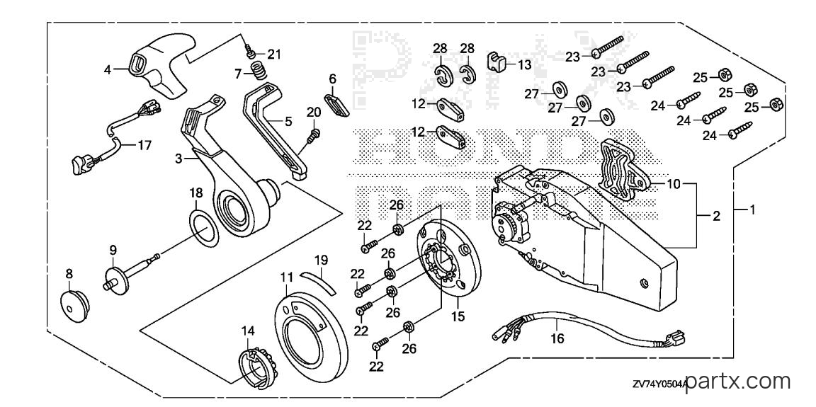 Honda BF25D4 SRGA - REMOTE CONTROL (FLUSH MOUNT TYPE) (R.)