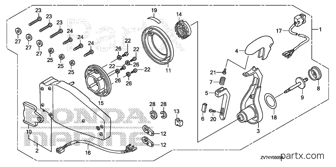Honda BF30D5 LRTA - REMOTE CONTROL (FLUSH MOUNT TYPE) (L.)