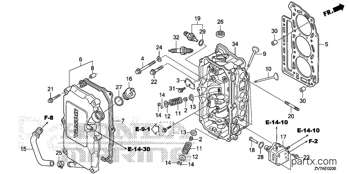 Honda BF25DK3 SHGA - CYLINDER HEAD