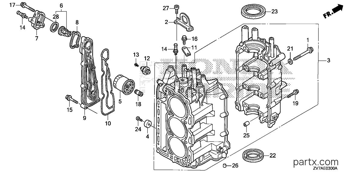 Honda BF30DK3 LRTA - CYLINDER BLOCK
