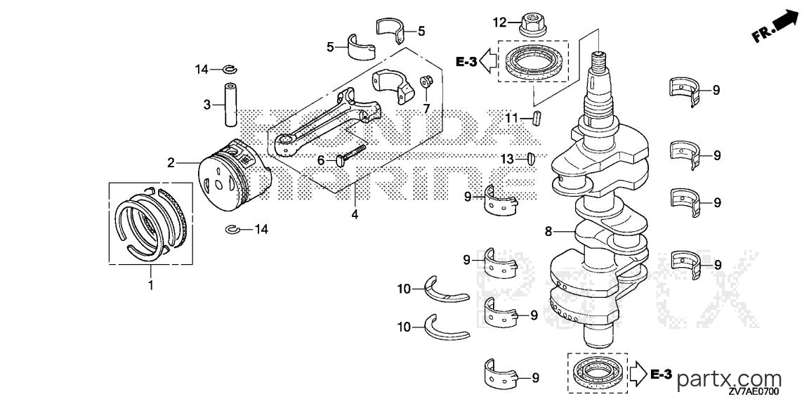 Honda BF30DK3 LRTA - CRANKSHAFT - PISTON