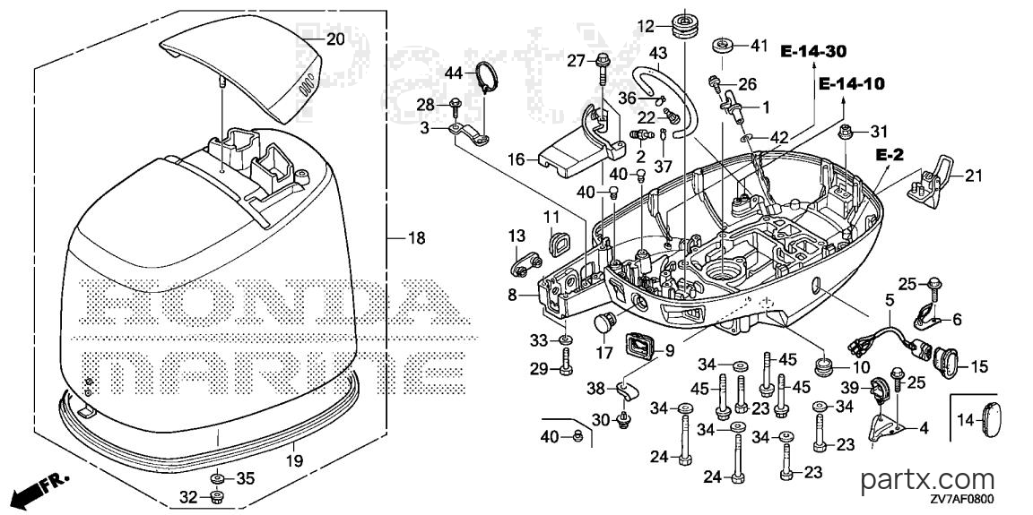 Honda BF25DK2 SHGA - ENGINE COVER - UNDER CASE