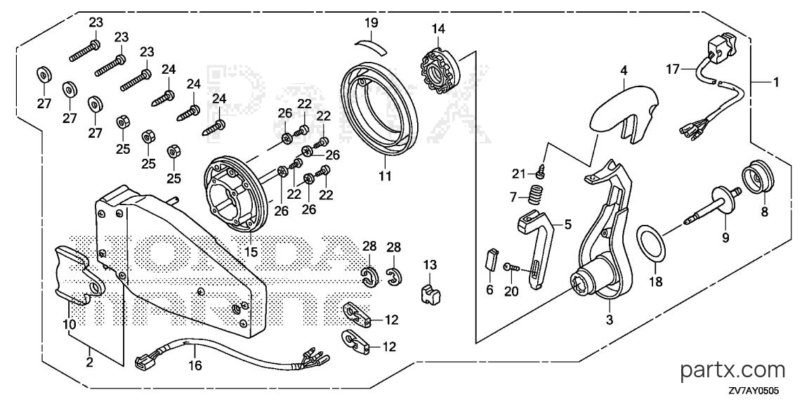 Honda BF25DK3 LRTA - REMOTE CONTROL (FLUSH MOUNT TYPE) (L.)