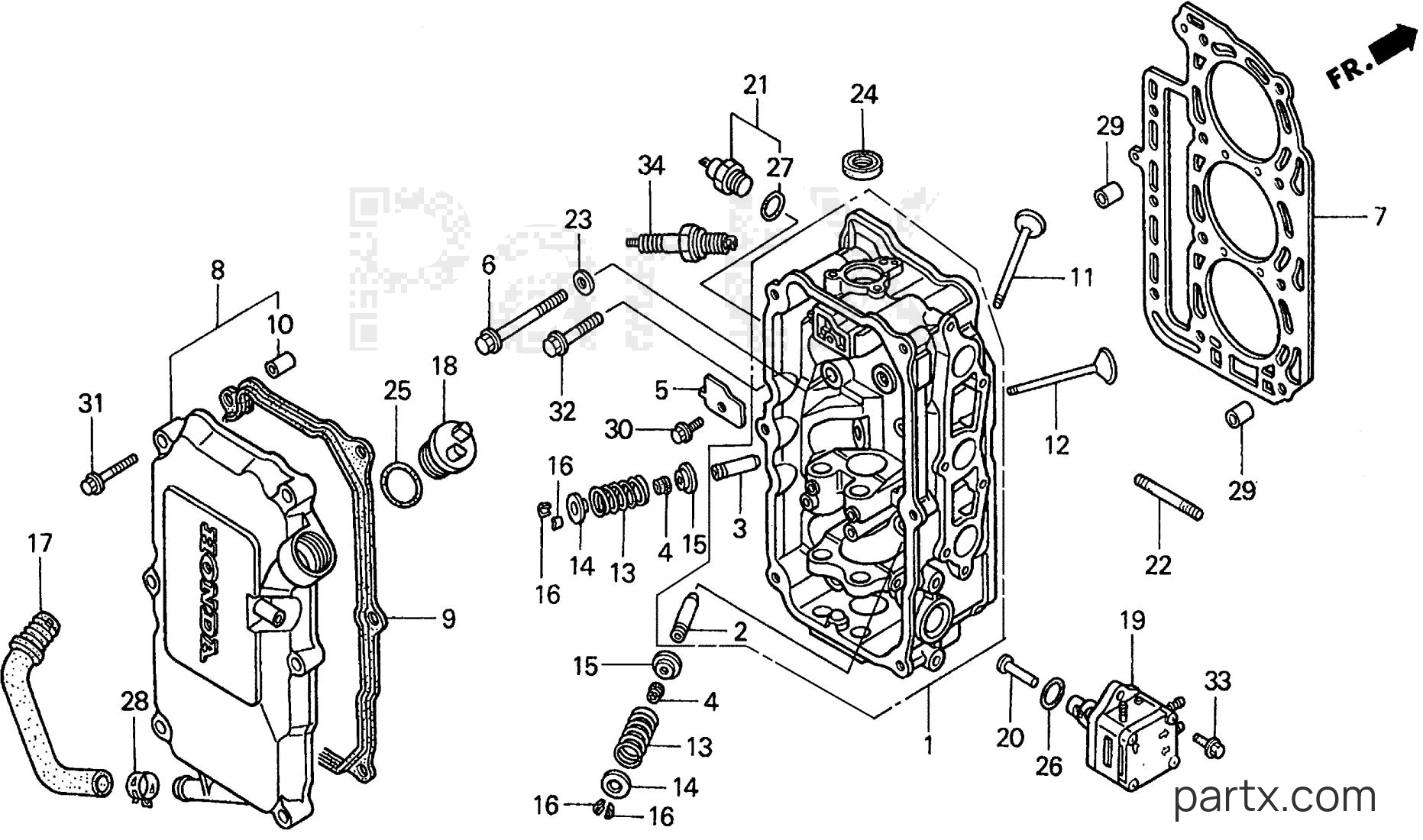 Honda BF25AW SHSA - CYLINDER HEAD