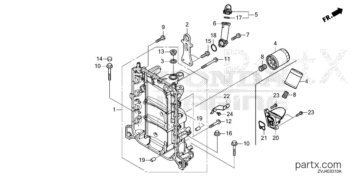 Honda BF225D XCDA - CRANKCASE