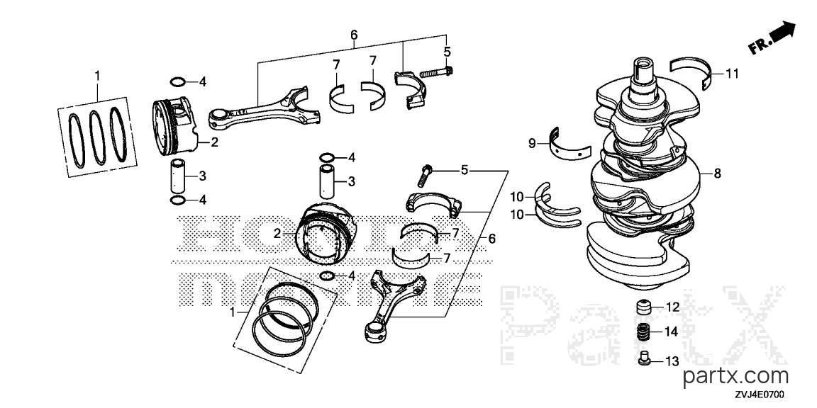 Honda BF250DK1 LRA - CRANKSHAFT - PISTON