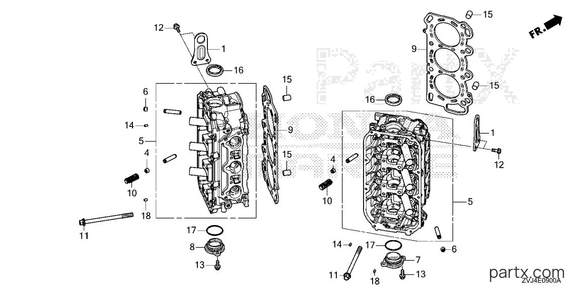 Honda BF225D UCRA - CYLINDER HEAD