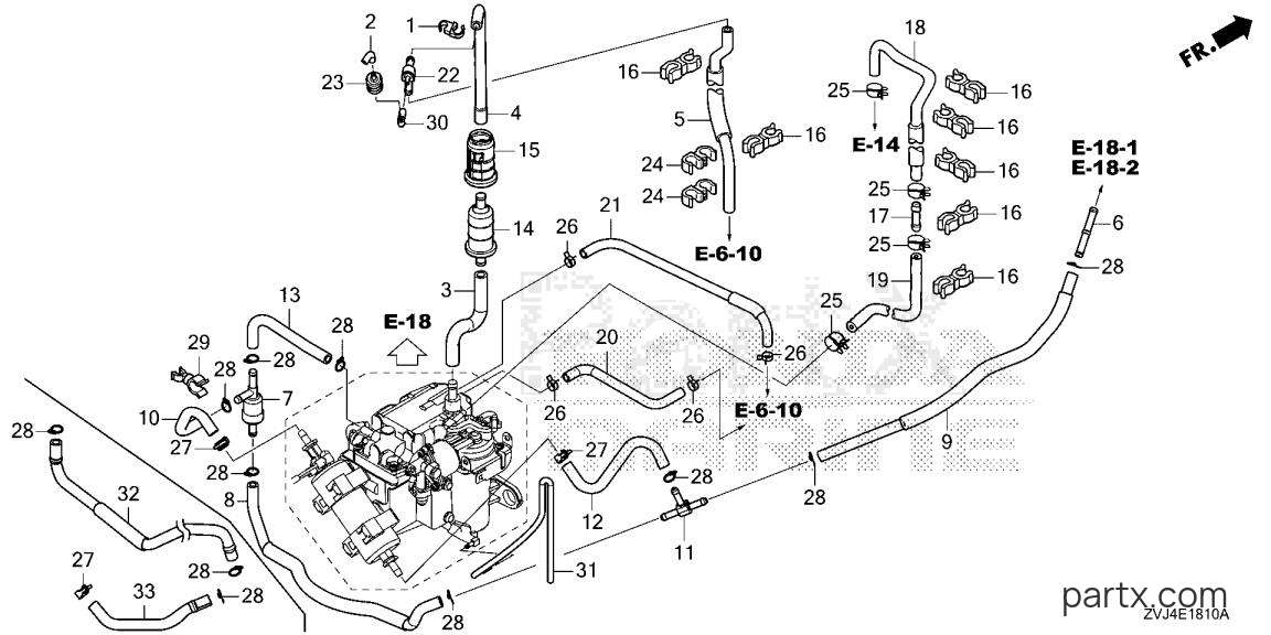 Honda BF250DK1 UCRA - PIPING