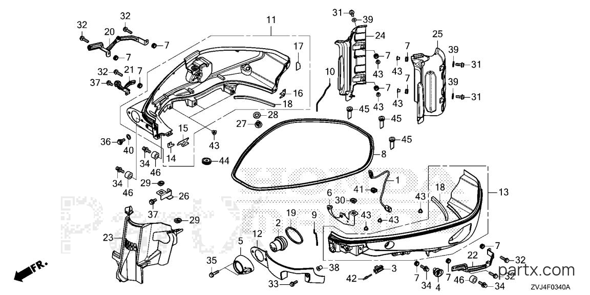 Honda BF250DK1 XDA - MIDDLE COVER