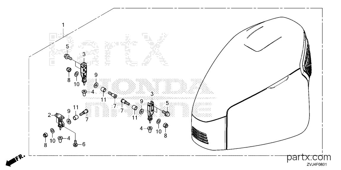 Honda BF250DK1 XCDA - ENGINE COVER (2)