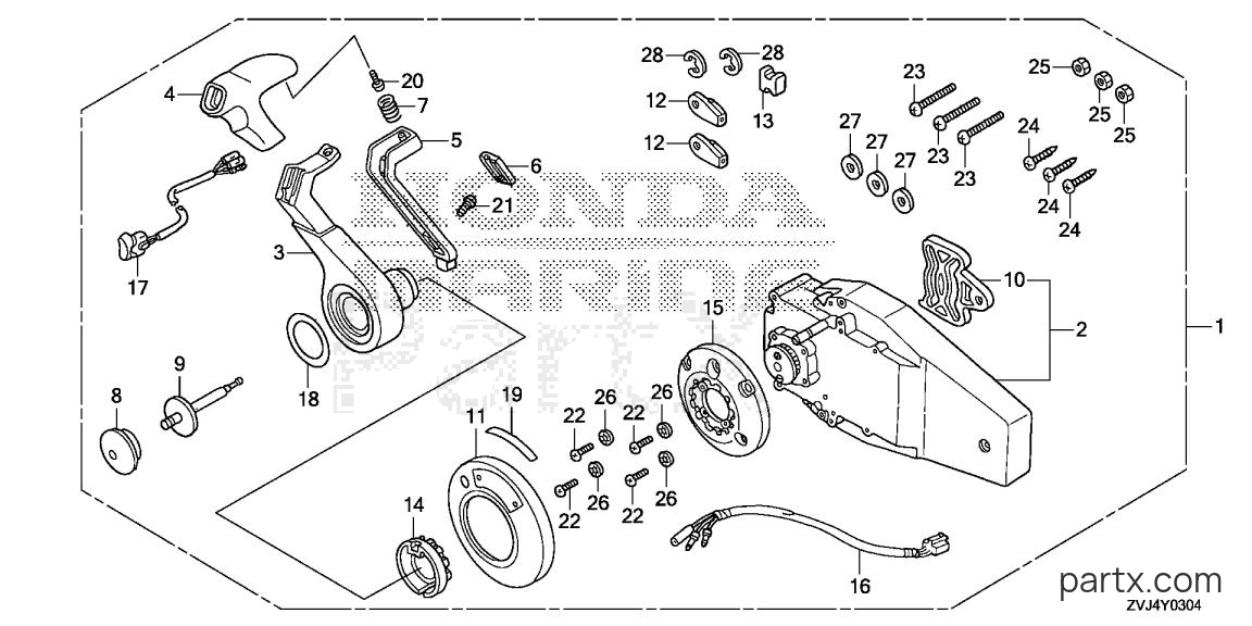 Honda BF225DK1 URA - REMOTE CONTROL (FLUSH MOUNT TYPE) (R.) (MECH)