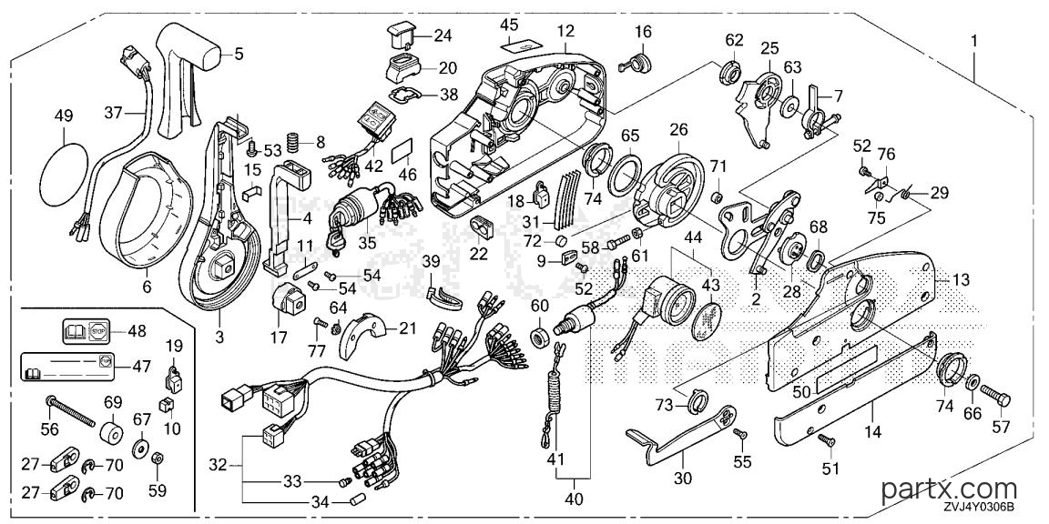 Honda BF250DK1 LRA - REMOTE CONTROL (MECH)
