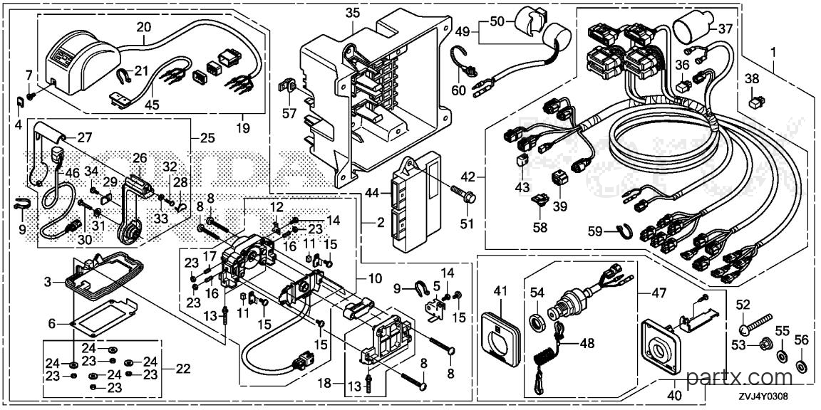 Honda BF250D XDA - REMOTE CONTROL (TOP MOUNT SINGLE TYPE) (SECOND) (DBW)