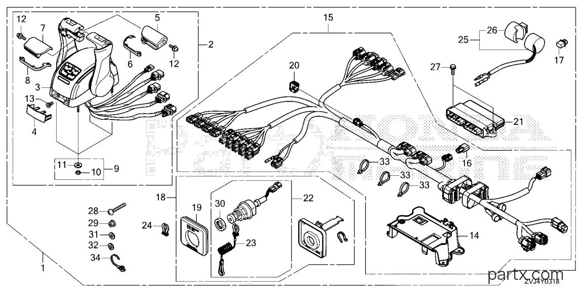 Honda BF250DK1 LDA - REMOTE CONTROL (TOP MOUNT DUAL TYPE) (SECOND)