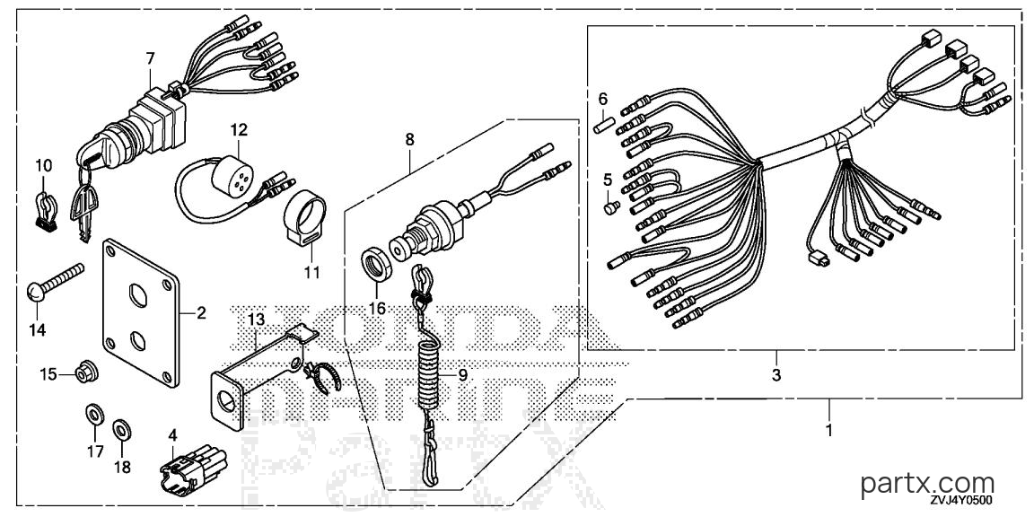 Honda BF250D XRA - SWITCH PANEL KIT (1) (MECH)