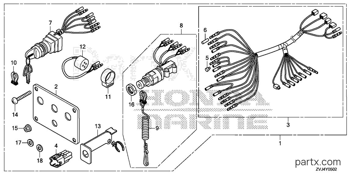 Honda BF250D LRA - SWITCH PANEL KIT (3) (MECH)