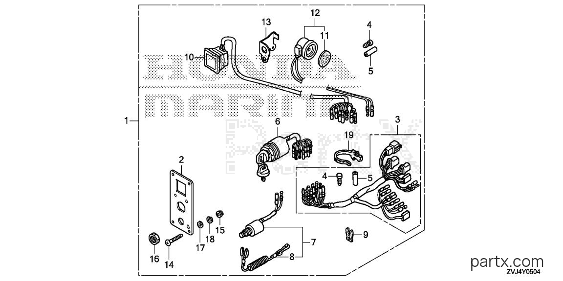 Honda BF225DK1 URA - SWITCH PANEL KIT (5) (MECH)