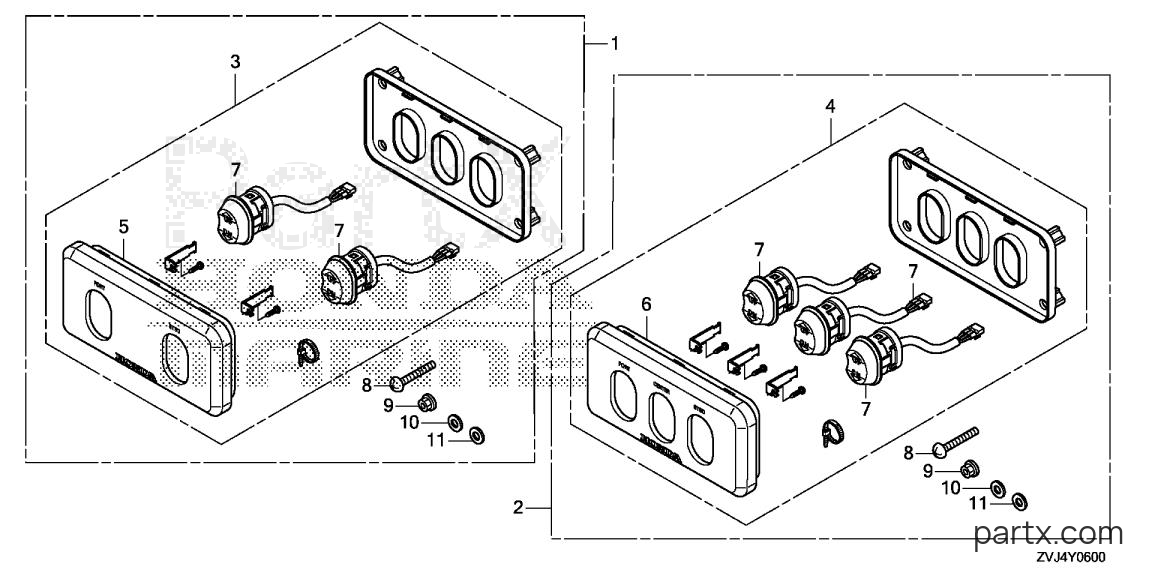 Honda BF250D LDA - SWITCH PANEL KIT (POWER TILT)