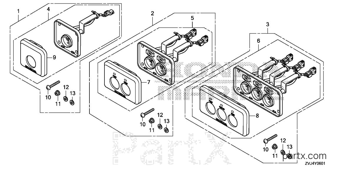Honda BF250DK1 LDA - SWITCH PANEL KIT (START STOP)