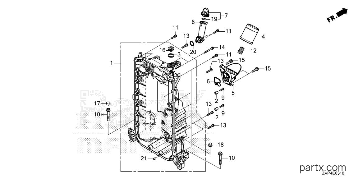 Honda BF350A XCDA - CRANKCASE