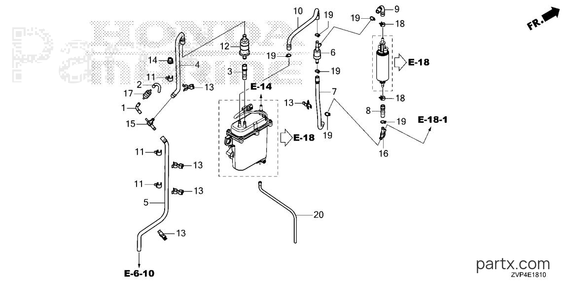 Honda BF350A XCDA - PIPING