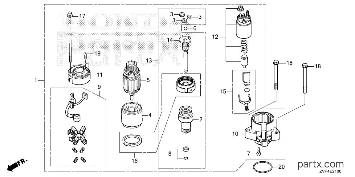 Honda BF350A XDA - STARTER MOTOR
