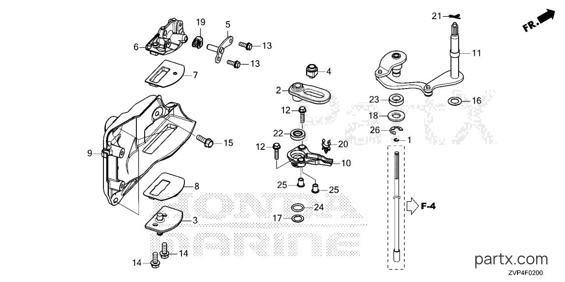 Honda BF350A XDA - SHIFT SHAFT