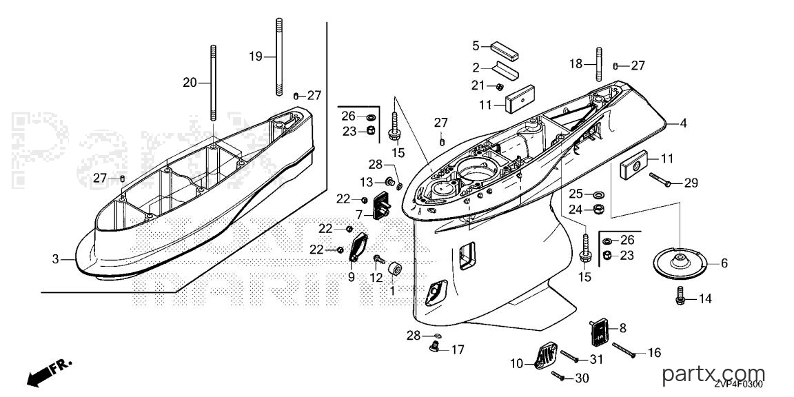 Honda BF350A XDA - GEAR CASE