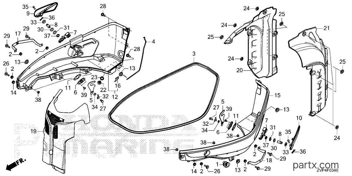 Honda BF350A XDA - MIDDLE COVER