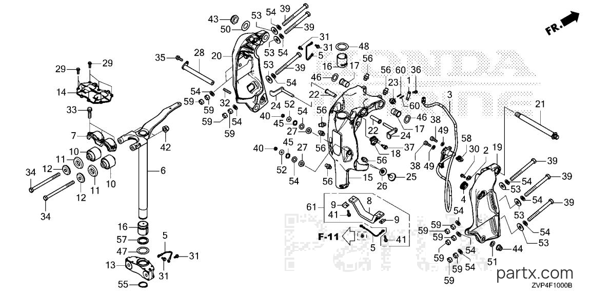 Honda BF350A UCDA - STERN BRACKET - SWIVEL CASE