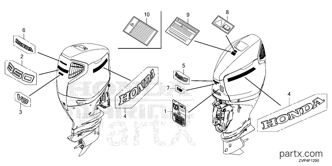 Honda BF350A XCDA - LABEL