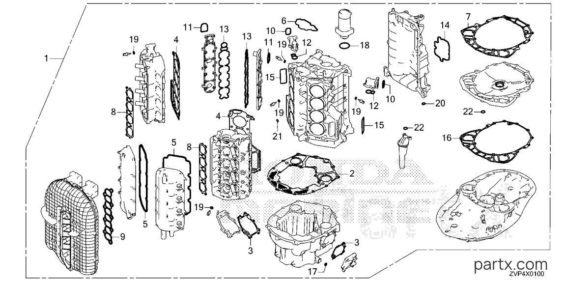 Honda BF350A UDA - GASKET KIT