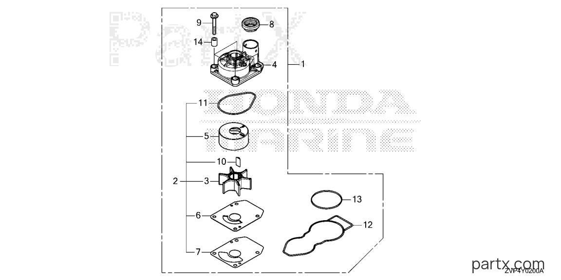 Honda BF350A XCDA - PUMP IMPELLER KIT
