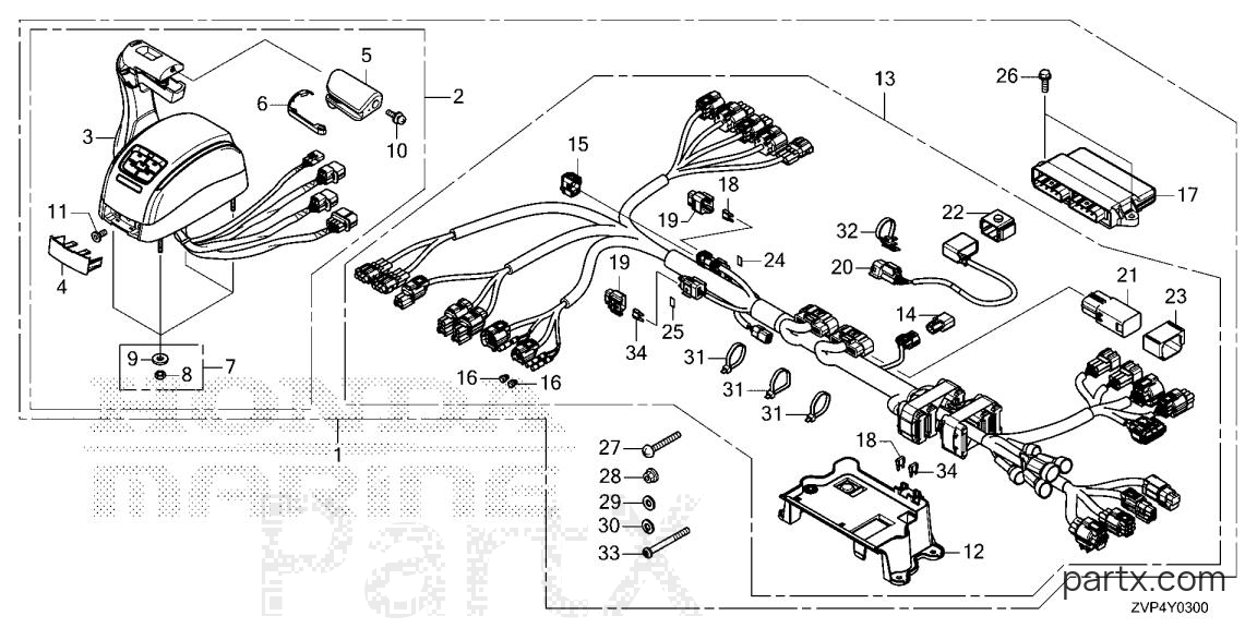 Honda BF350A XCDA - REMOTE CONTROL (TOP MOUNT SINGLE TYPE) (MAIN)