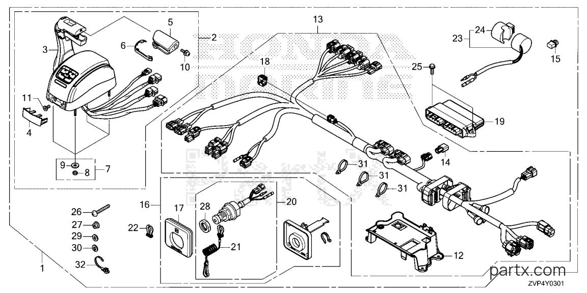 Honda BF350A UDA - REMOTE CONTROL (TOP MOUNT SINGLE TYPE) (SECOND)